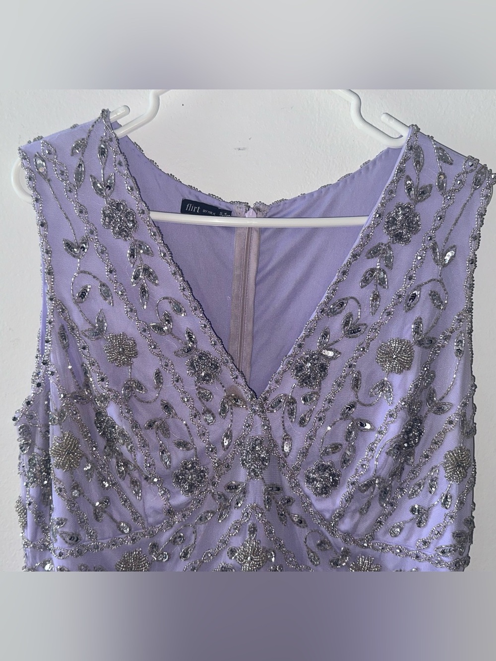 Vintage Style Lavender Beaded Evening Dress Size 16 - Picture 2 of 8
